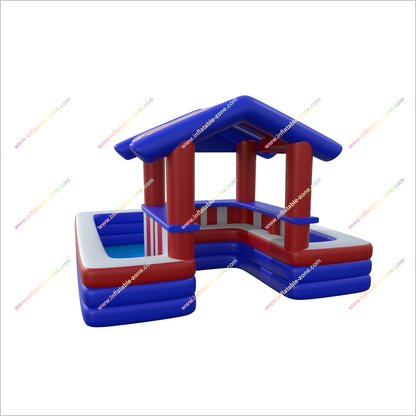American Flag Theme Inflatable Pool Bars Blow Up Water Pub Pool Bar - Inflatable-Zone