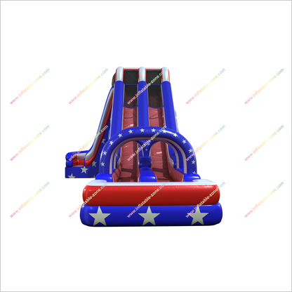 20 Foot American Flag Inflatable Water Slide Summer Blow Up Arch Double Lane Water Slide - Inflatable-Zone