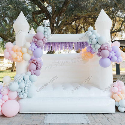 White Blow Up Castle White Bounce House Wedding Large White Bounce House Outdoor - Inflatable-Zone
