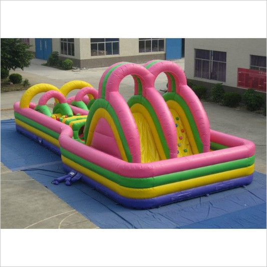 Colourful Big Bounce House Outdoor Games Bounce House Obstacle Course For Fun - Inflatable-Zone