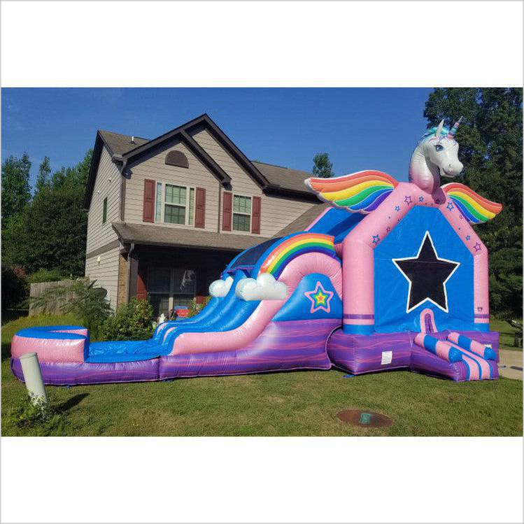 Unicorn Combo Wet Dry Inflatable Bouncy Castle Jump And Double Slide Bouncer Blow Up Party - Inflatable-Zone