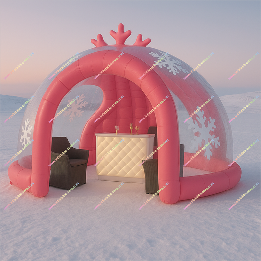 Inflatable Ice Bar Frozen Paradise Inflatable Igloo Bar Glamping Dome Tent Pool Party For Adults
