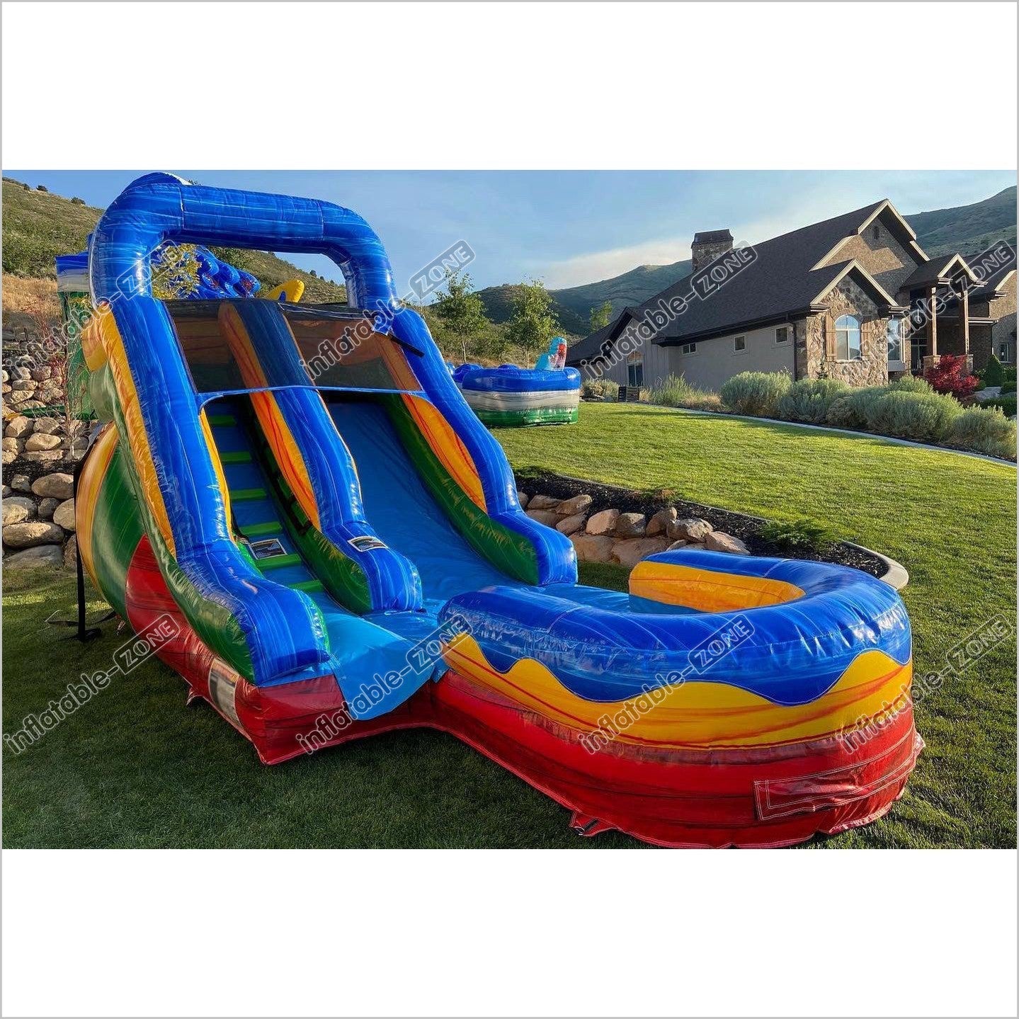 Slip And Slide Water Bounce House Near Me Bouncy Castle Inflatable Splash River Race - Inflatable-Zone