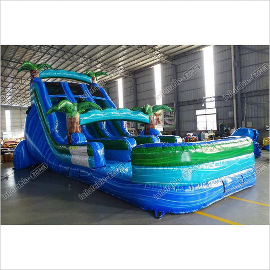 Best Inflatable Water Slide Swimming Pool Bounce House Tropical Palm Tree Waterslide Blow Up Slip - Inflatable-Zone