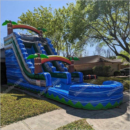 Happy Hop Water Slide Inflatable Pool Waterslide Splash Big Bounce House Combo Commercial - Inflatable-Zone