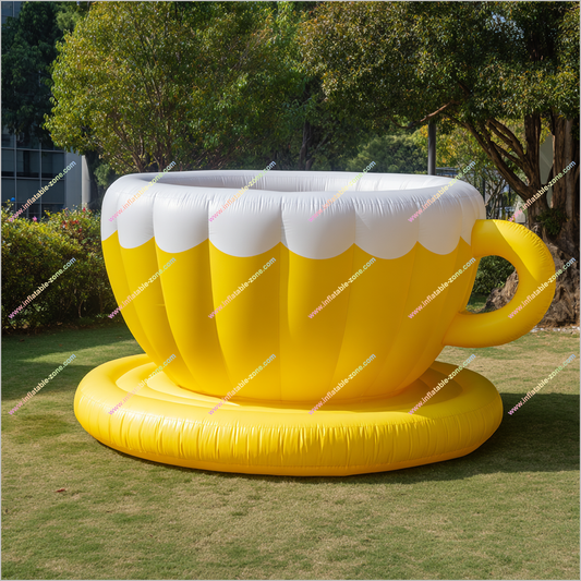 Entertainment Fun Inflatable Teacup Pool Yellow White Teacup Shape Swimming Pool Inflatable Party