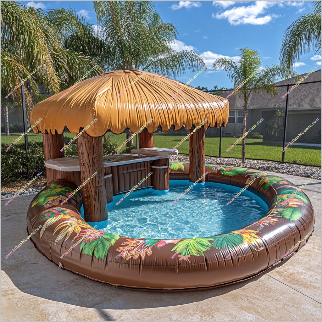 Backyard Tent Inflatable Tiki Bar Pool Beach Swimming Play Family Inflatable Tiki Bar For Pool