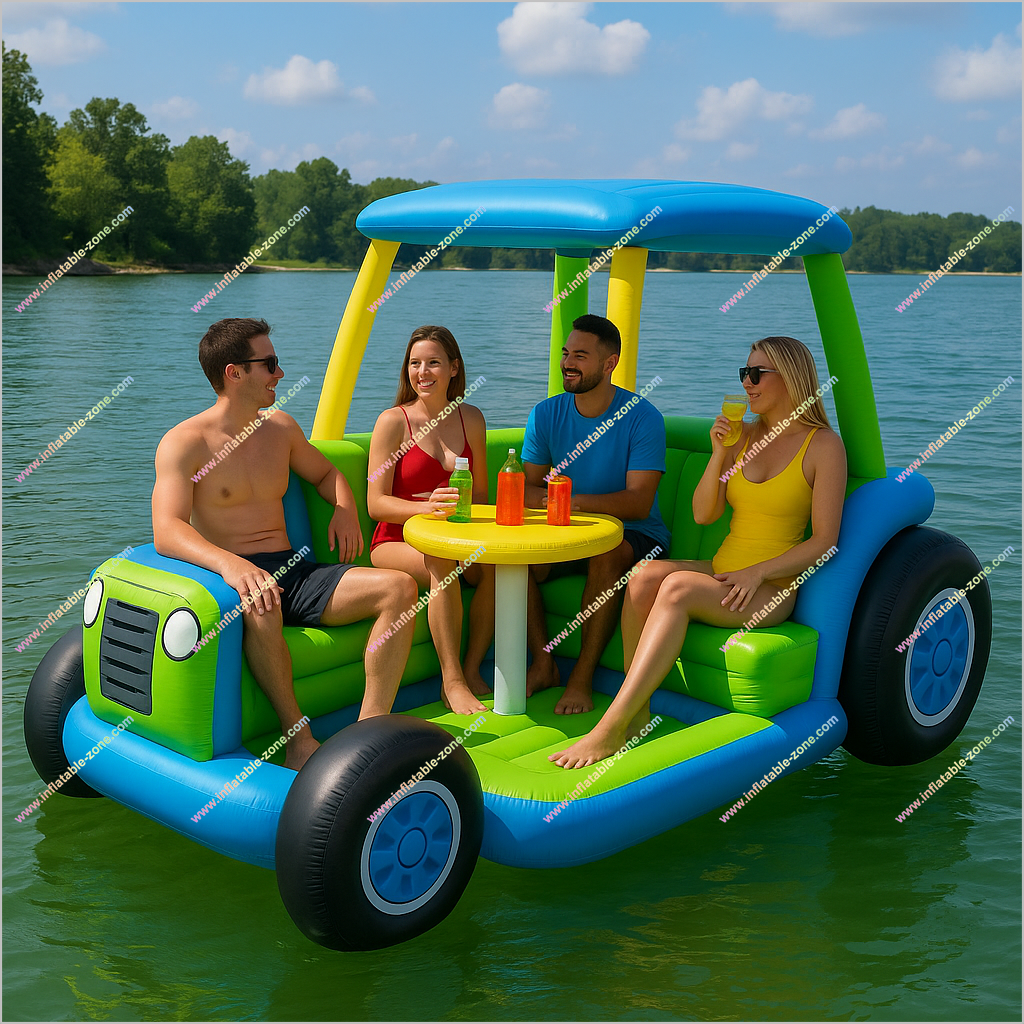 Farm Fun Inflatable Tractor Lake Float Leisure Equipment Inflatable Tractor Floats For Turquoise Waters