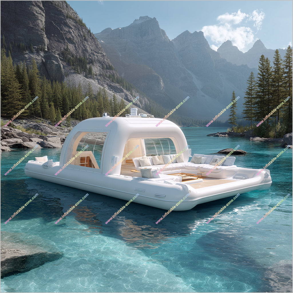 Lake Floating Platform Inflatable Yacht Lake Float Outdoor Water Activities Inflatable Yacht Boat