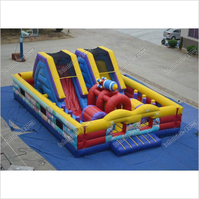 Durable Big Inflatable Fun City - Airplane Theme Fun City