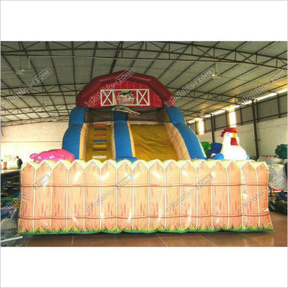 Inflatable The Farm Themed Standard Dry Slide Top Inflatable Dry Commercial Slide