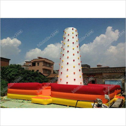 Children Inflatable Climbing Mountain White Inflatable Rock Climbing Wall With Fence Around