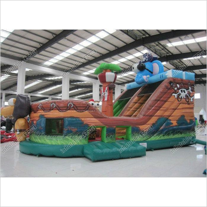 Elephant Inflatable Pirate Ship Bouncer Animals Pirate Boat Silk Printing Inflatable Animals Pirate Boat