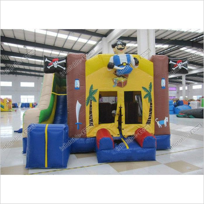 Classic Inflatable Pirate Themed Combo PVC Standard Size Inflatable Pirate Bouncy With Slide For Kids Under 15