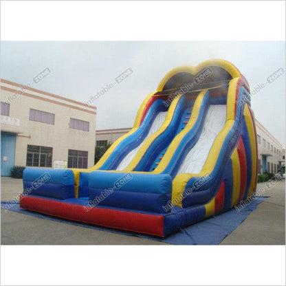 Colourful Durable Inflatable Double Dry Slide For Children And Adult Inflatable Arch Dry Slide