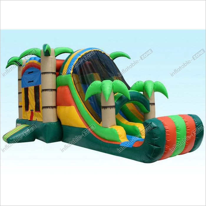 Gaint Inflatable Bouncer Combo , Tropical Inflatable Water Castle