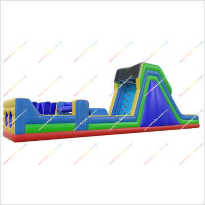 Rainbow Obstacle Course Retro Rock Climb Slide Commercial Inflatable Obstacle Course Bouncer Races Challenge - Inflatable-Zone