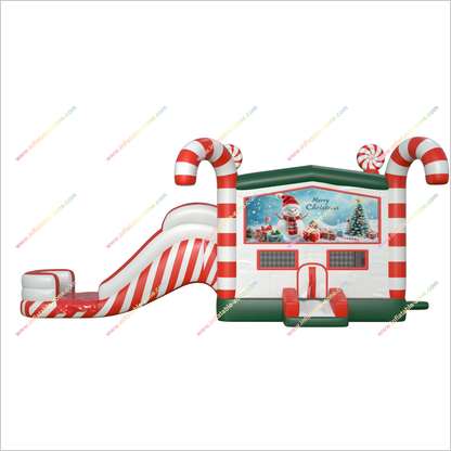 Christmas Candy Cane Bounce House And Water Slide Combo Bouncy Castle And Pool Inflatable Water Slide Rental Near Me - Inflatable-Zone