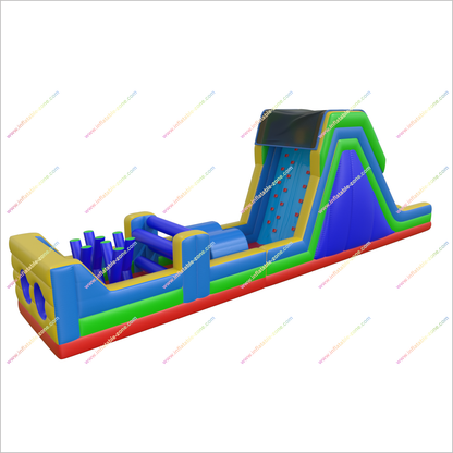 Rainbow Obstacle Course Retro Rock Climb Slide Commercial Inflatable Obstacle Course Bouncer Races Challenge - Inflatable-Zone