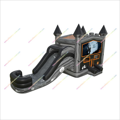 Spooky Inflatable Halloween Scary Bouncy Castle Combo Slide Inflatable Ghost And Pumpkin Bounce House With Water Slide Rental - Inflatable-Zone