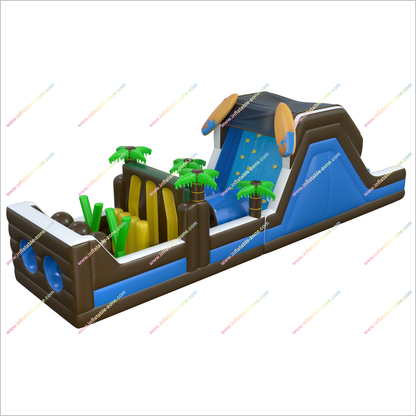 Best Sports Inflatable Assault Course Hire Tropical Adventure Palm Tree Obstacle Course Tunnel Playground Slide - Inflatable-Zone